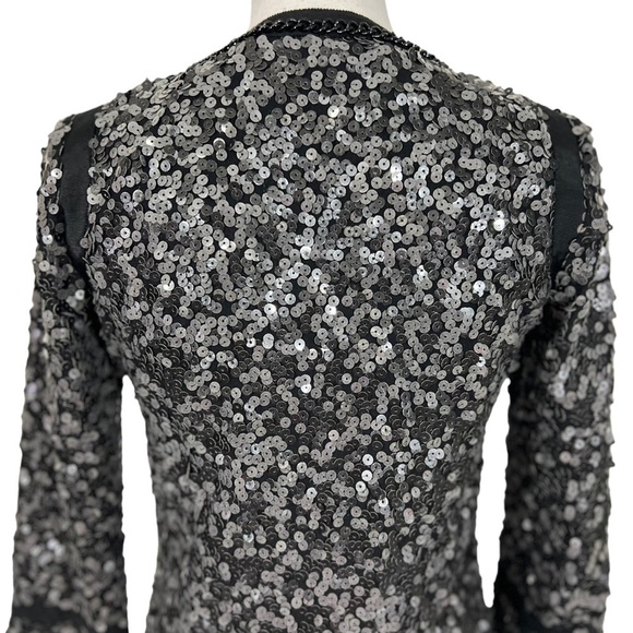Rachel Zoe Open Front Sequin Jacket Chain Trim Pockets Size P - Picture 6 of 13